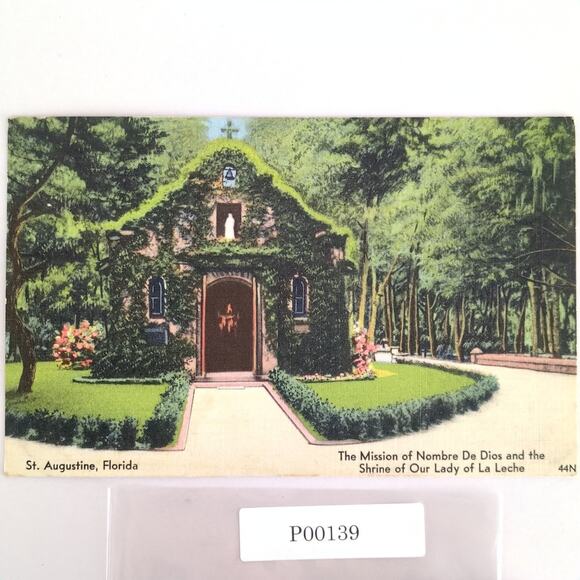 Vtg St Augustine Florida Linen Postcard Nombre Dios Mission Our Lady La Leche 61 - Picture 1 of 2